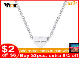 Foto van Sieraden vnox heart love charm necklaces for women free engraving name stainless steel choker neckla