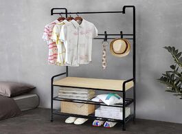 Foto van Meubels metal floor standing coat rack hanging clothes with comfortable cushion simple hanger storag