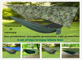Foto van Meubels portable parachute hammock with mosquito net and canopy army survival hammocks travel nylon 