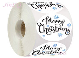 Foto van Kantoor school benodigdheden 500pcs snowflake merry christmas stickers scrapbooking round white seal