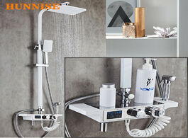 Foto van Woning en bouw digital bathroom shower set white chrome mixer system spa rainfall head luxury black 