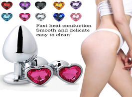 Foto van Huis inrichting 3pcs set metal anal plug romantic red heart crystal base mooth butt bead couple anus