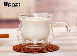 Foto van Huis inrichting creative cow double glass creamer cup 300ml beautiful milk jug juice tea coffee tran