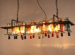 Foto van Lampen verlichting wine bottle iron pendant lights vintage industrial metal hanging lamps bar restau