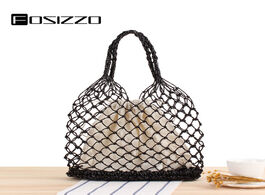 Foto van Tassen fosizzo mesh casual tote newest design 2020 fashion bohemain handmade bags with canvas bag in