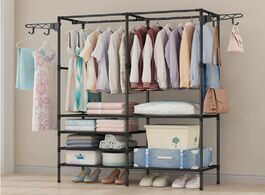Foto van Meubels clothes rack floor standing hanging colorful storage shelf hanger racks couple simple style 