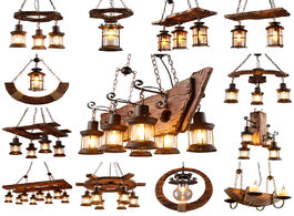 Foto van Lampen verlichting retro industrial solid wood chandeliers american rural loft bar wooden lamps for 