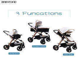 Foto van Baby peuter benodigdheden babyfond stroller 3 in 1 high landscape cart pu leather with car seat 2 lu