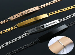 Foto van Sieraden customized link chain bracelets engrave name date id bracelet silver color stainless steel 