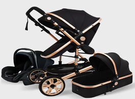 Foto van Baby peuter benodigdheden high landscape stroller 3 in 1 with car seat pink luxury travel pram and c