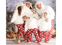 Foto van Baby peuter benodigdheden two piece christmas family pajamas 2020 alpaca print plush warm hooded sui