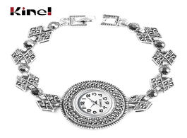 Foto van Horloge kinel 2020 fashion women s watches antique silver color luxury bright black crystal bracelet