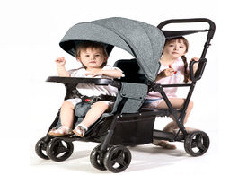 Foto van Baby peuter benodigdheden twin stroller with one button folding lightweight double seat carriage sui