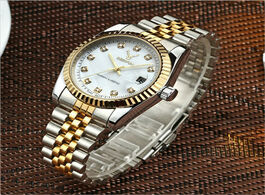 Foto van Horloge luxury brand rolexable fashion rose gold men women calendar quartz watch stainless steel str