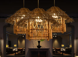 Foto van Lampen verlichting nordic antique restaurant bamboo woven rattan a chandelier creative personality b