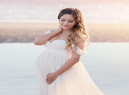 Foto van Baby peuter benodigdheden maternity off shoulder chiffon gown photography lace split front maxi dres