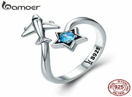 Foto van Sieraden bamoer 100 925 sterling silver trendy star tours plane female finger rings for women jewelr