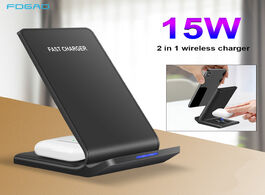 Foto van Telefoon accessoires fdgao 15w 2 in 1 qi wireless charger stand for iphone 11 pro xs xr x airpods fa
