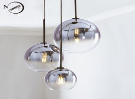 Foto van Lampen verlichting modern nordic glass pendant light led e27 gradient color loft creative hanging la