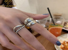 Foto van Sieraden xiyanike 925 sterling silver new thick simple wave light shaped solid double layer rings tr