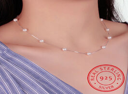 Foto van Sieraden 925 sterling silver jewelry 12 pcs 6mm pearl box chain choker necklace kolye collares bijou