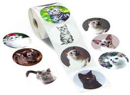 Foto van Kantoor school benodigdheden 500pcs roll stationery stickers cute cat sticky paper animal diary stic