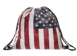 Foto van Tassen new 3d printed drawstring bag usa flag fashion mochila cuerda out door backpack women men mod