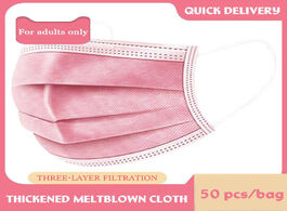 Foto van Beveiliging en bescherming 10 50 100 pcs pink disposable non woven 3 layer face mask breathable with