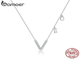 Foto van Sieraden bamoer sterling silver 925 roman numerals pendant plated platinum cz necklace for women cha