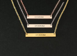 Foto van Sieraden name engraving personalized square bar custom necklace stainless steel pendant gold 3 color
