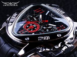 Foto van Horloge jaragar sport racing design geometric triangle pilot genuine leather men mechanical watch to