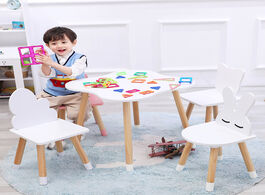 Foto van Meubels wooden children s study table and chairs kindergarten cartoon cloud small writing toy game c