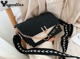 Foto van Tassen scrub leather contrast color crossbody bags for women chain messenger shoulder bag ladies pur