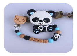 Foto van Baby peuter benodigdheden customized pacifier clip chain cute panda wood nipple holder food grade si