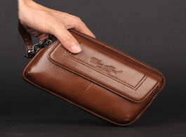 Foto van Tassen cheer soul genuine leather men clutch bags belt waist phone pouch key card holder wallet man 