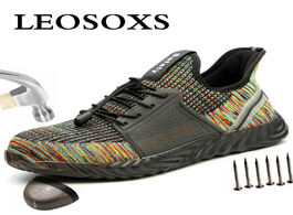 Foto van Schoenen leosoxs breathable safety shoes men s work boots protective grid deodorant indestructible c