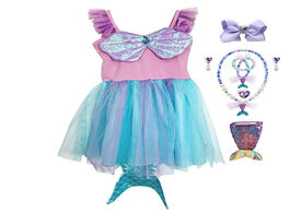Foto van Baby peuter benodigdheden girls fairy tale the little mermaid princess party dress with tail and wig