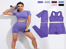 Foto van Sport en spel seamless women vital yoga set workout shirts pants bra gym clothing short crop top hig