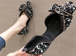 Foto van Schoenen slhjc women flats pointed toe pearl shoes spring summer sandals slip on casual sweet knot s