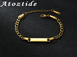 Foto van Sieraden atoztide new customized bar nk chain bracelet men stainless steel engraving letter name for
