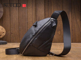 Foto van Tassen aetoo handmade leather men s chest bag casual messenger fashion trend shoulder