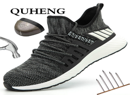 Foto van Schoenen quheng men safety shoes boots breathable work air mesh ultra light soft bottom casual steel