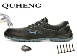 Foto van Schoenen quheng safety work boots shoes for men construction steel toe cap winter genuine leather pr