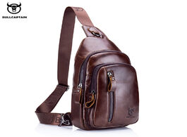 Foto van Tassen bullcaptain men s genuine leather casual crossbody bags chest bag for fashion excursion can h