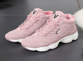 Foto van Schoenen winter women s warm shoes short plush for pink white black platform sneakers trainers femal