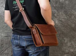 Foto van Tassen men s vintage genuine leather ipad messenger bag thick cow shoulder small casual crossbody co