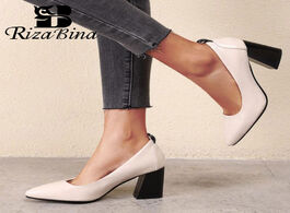 Foto van Schoenen rizabina plus size 32 48 fashion women pumps shoes simple style slip on stylish thick heels