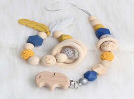 Foto van Baby peuter benodigdheden pacifier chain holder for nipples dummy clips wooden bracket clip geometri