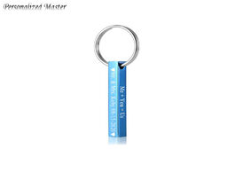 Foto van Sieraden personalized master customized keychain stainless steel plain engraving name date rectangle