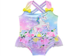 Foto van Sport en spel new 2020 one piece girls swimwear lovely child swimsuit for baby kids swimming skirt h